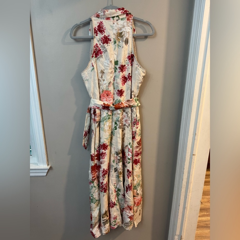 NWT Elie Tahari Floral Sleeveless Linen Button-Up Dress - Picture 9 of 10